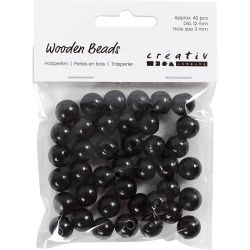 Tr&aelig;perler, diam. 12 mm, hulstr. 3 mm, ca. 40 stk., sort, 22 g/ 1 pk.
